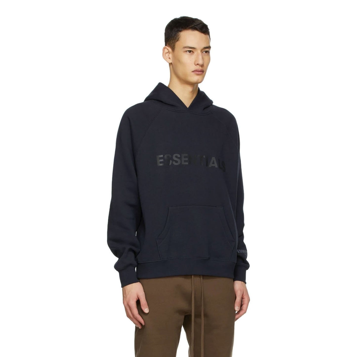 FEAR OF GOD ESSENTIALS x SSENSE Pullover Hoodie Applique Logo Dark Navy — XXS — Top View