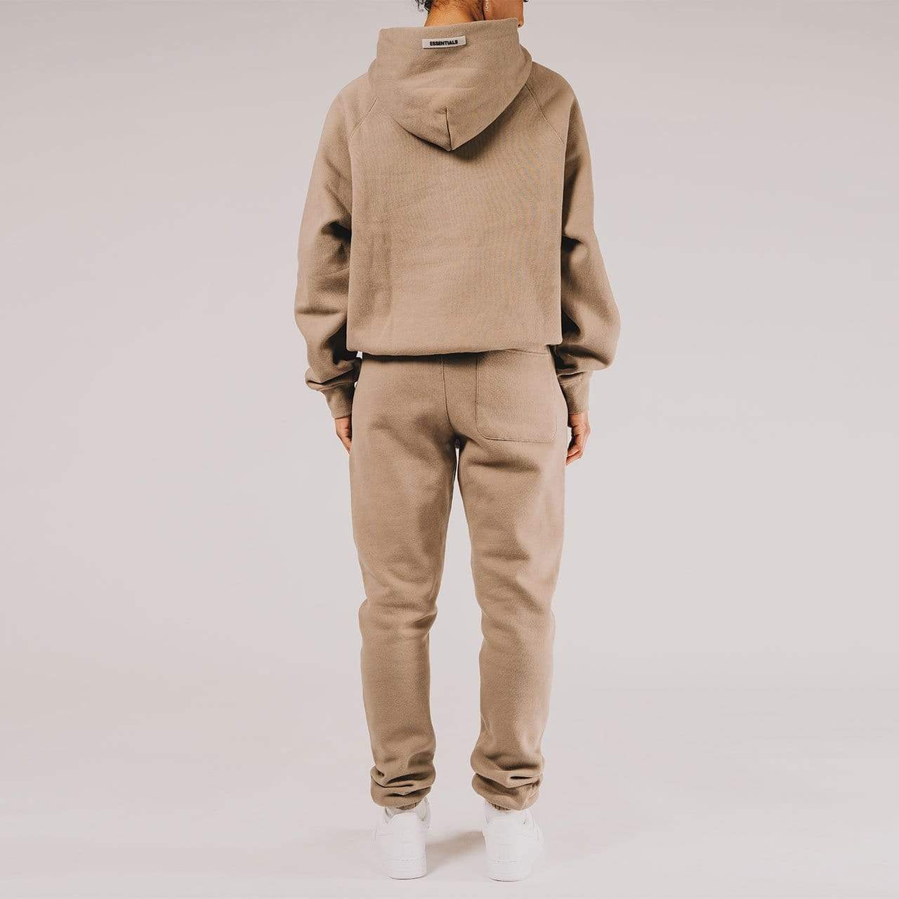 FEAR OF GOD ESSENTIALS 3D Silicon Applique Pullover Hoodie Taupe — XXS — Lifestyle View