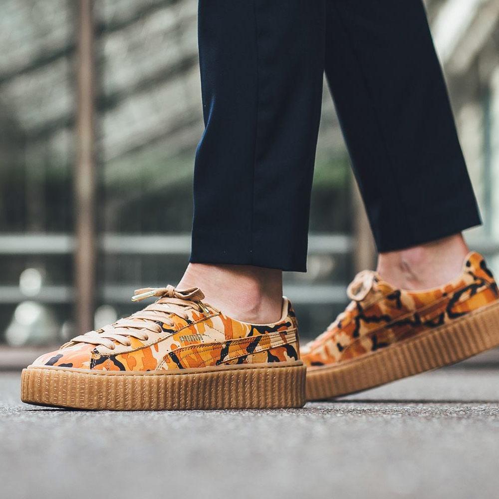 Rihanna x PUMA Suede Creeper Orange Camo — UK 3 | EU 35.5 | US 5.5 — Back View