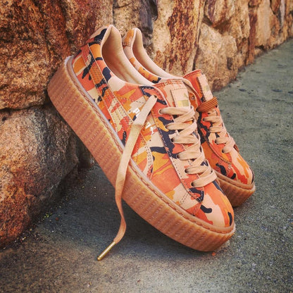 Rihanna x PUMA Suede Creeper Orange Camo — UK 3 | EU 35.5 | US 5.5 — Side View