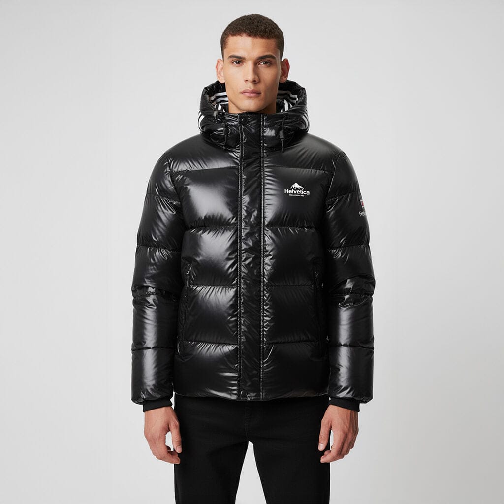 Helvetica Mountain Pioneers Freezer Hooded Down Jacket — S — Back View