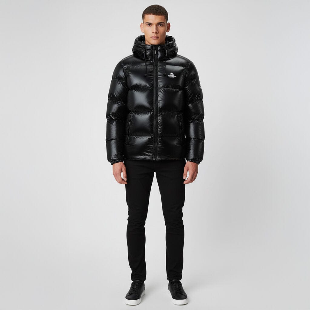 Helvetica Mountain Pioneers Freezer Hooded Down Jacket — S — Side View