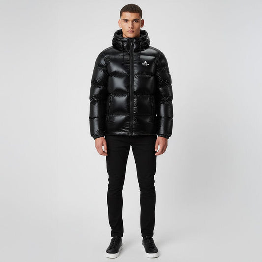 Helvetica Mountain Pioneers Freezer Hooded Down Jacket — S — Side View