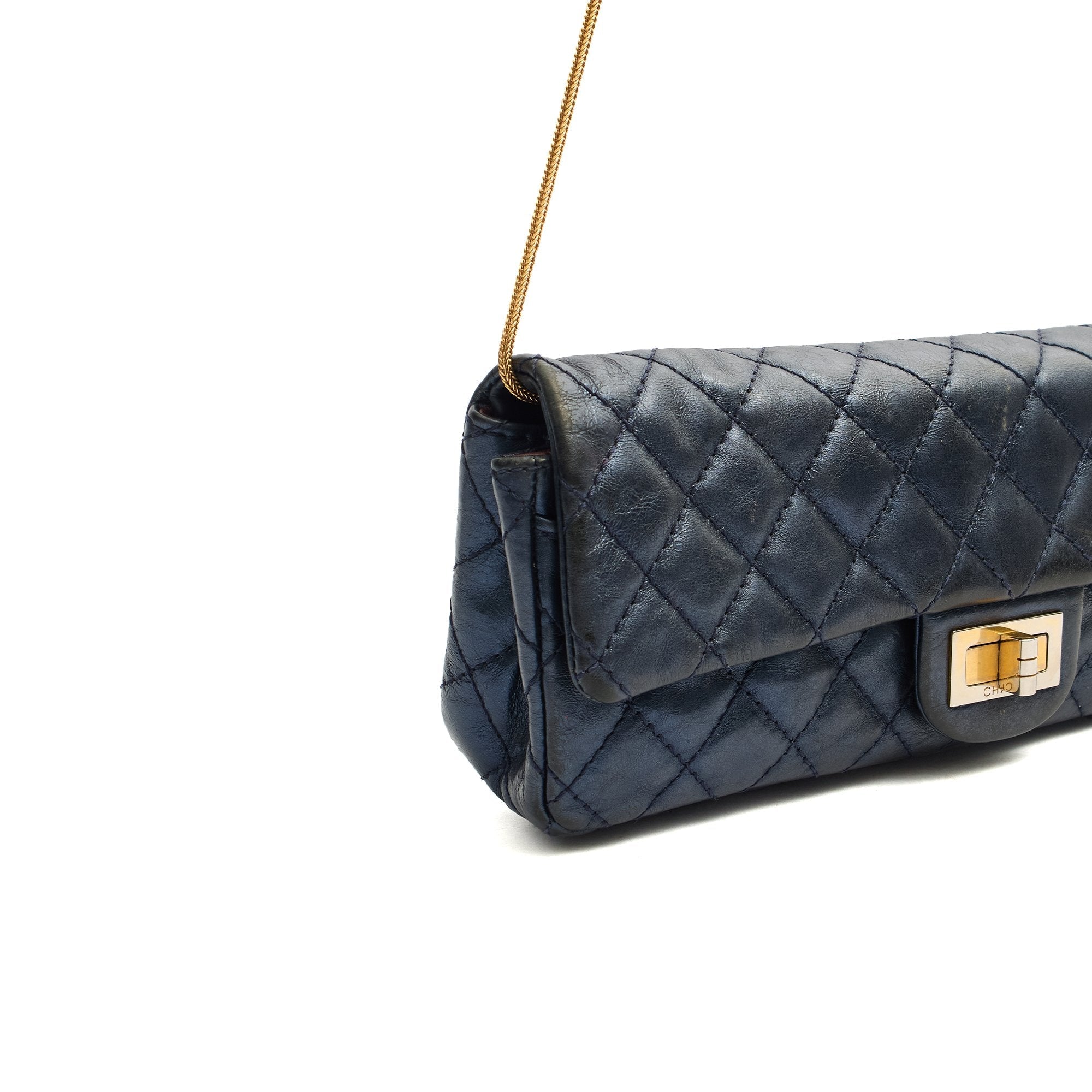 Chanel Shoulder Bag 2.55 Reissue East West Clutch in Blue, Crinkled Calfskin Leather — Alternate View 7