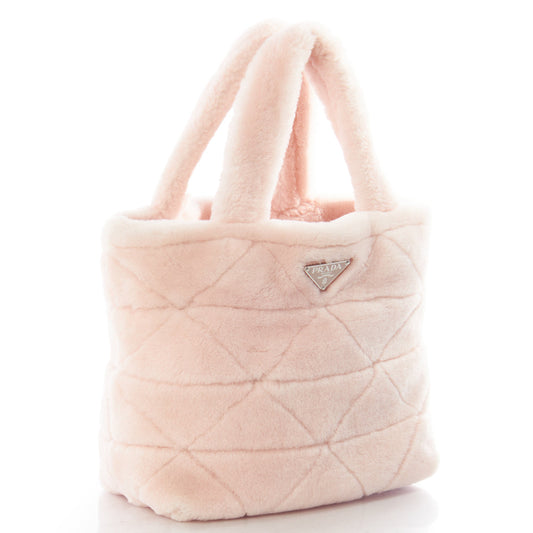 Prada Tote Tote in Pink, Velvet — Side View