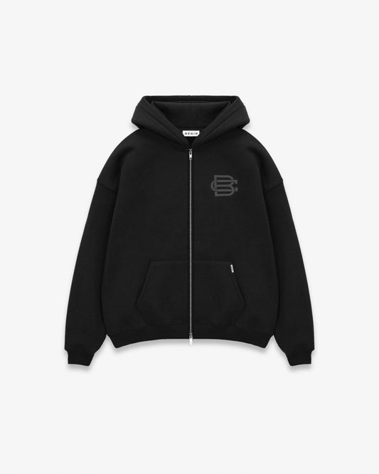 Bénir Club Match Day Zip Hoodie - Matte Black — XS — Front View