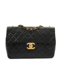 Chanel Shoulder Bag Maxi Jumbo XL in Black, Lambskin Leather — Front View
