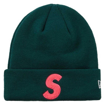 Supreme New Era S Logo Beanie (FW 19) Green — Front View