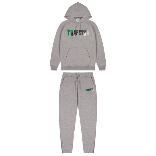 Trapstar Chenille Decoded Hooded Tracksuit - Black/Green Bee — XXS — Front View