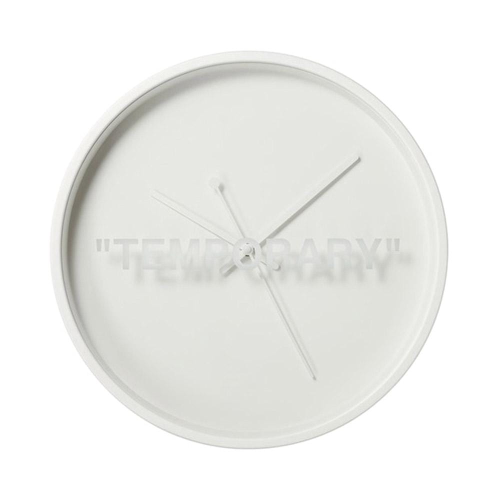 Virgil Abloh x IKEA MARKERAD "TEMPORARY" Wall Clock White — Front View