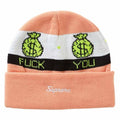 Supreme Pay Me Beanie Peach — Front View
