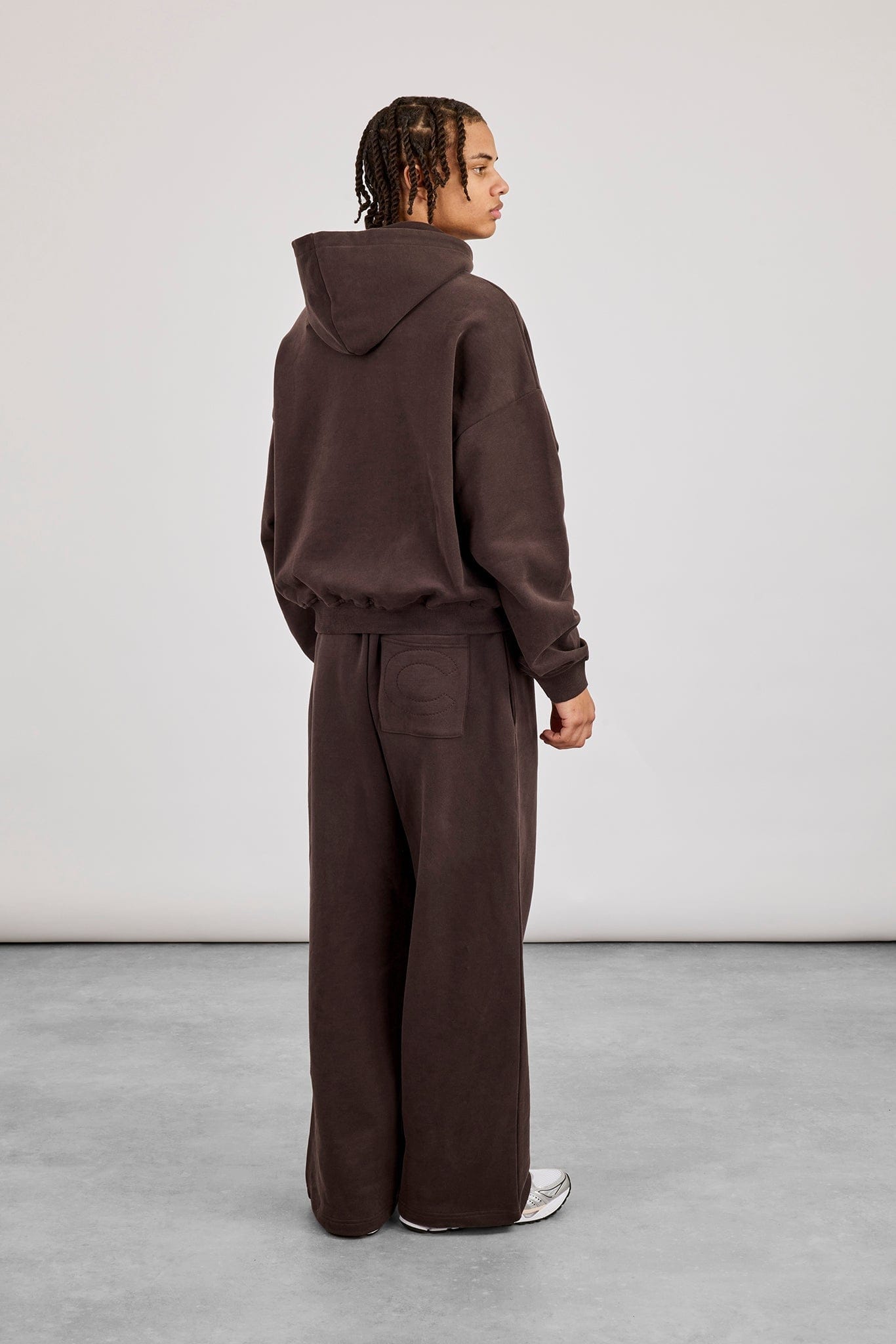 Cernucci Boxy Hoodie & Baggy Fit Jogger - Coffee — S — Size S — Back View
