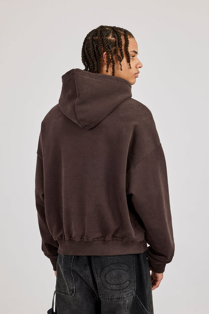 Cernucci Mens Boxy Hoodie - Coffee — S — Back View
