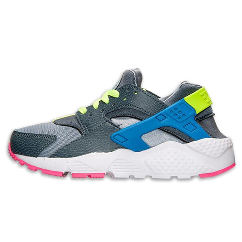 Nike Air Huarache Junior 'Dark Magnet Grey-Volt-Cobalt Blue' — UK 3 | EU 35.5 | US 3.5 — Front View