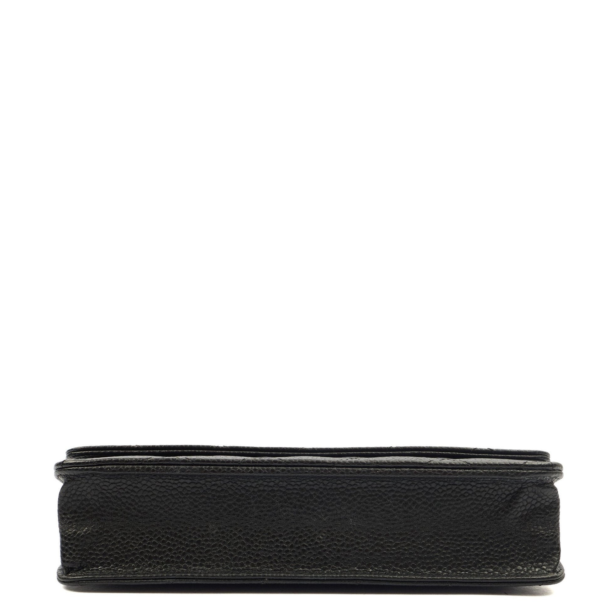 Chanel Cross Body Wallet on Chain in Black, Caviar Leather — Top View