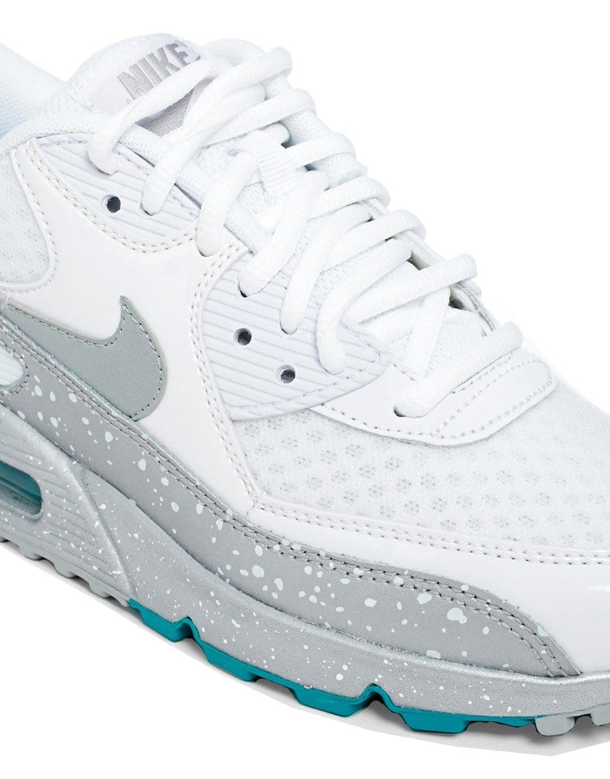 Nike Air Max 90 White-Silver — UK 3 | EU 35.5 | US 3.5 — Side View