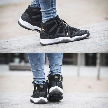 Air Jordan 11 HC Heiress GG Black-Metallic Gold — UK 3 | EU 35.5 | US 3.5 — Lifestyle View