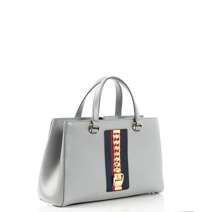 Gucci Tote Sylvie Top Handle Bag in Dusty Grey, Leather — Alternate View 9