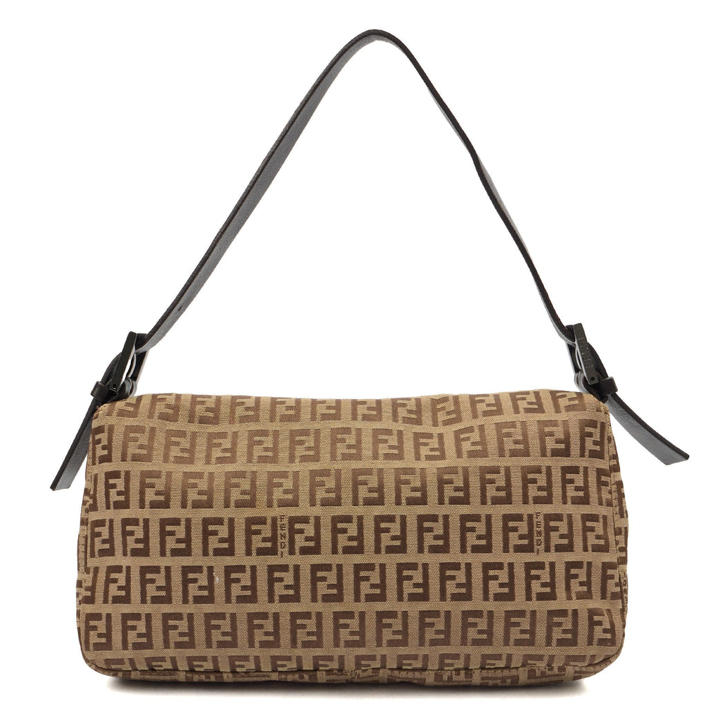 Fendi Shoulder Bag Baguette in Zucca FF, Canvas — Back View