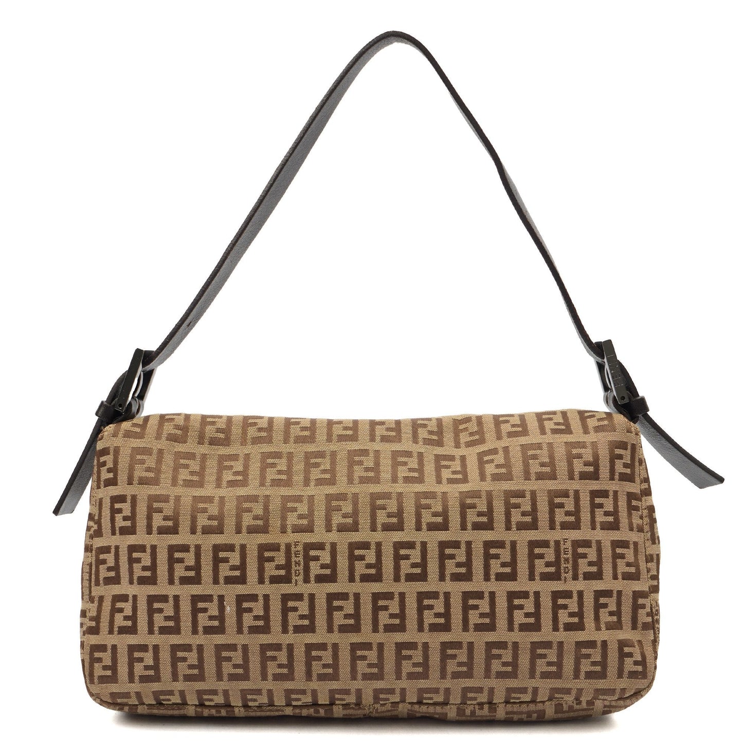 Fendi Shoulder Bag Baguette in Zucca FF, Canvas — Back View