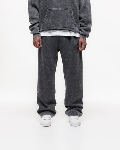 Magiri Embroidered Acid Wash Joggers 'Washed Grey' — Washed Grey — Size S — Detail View