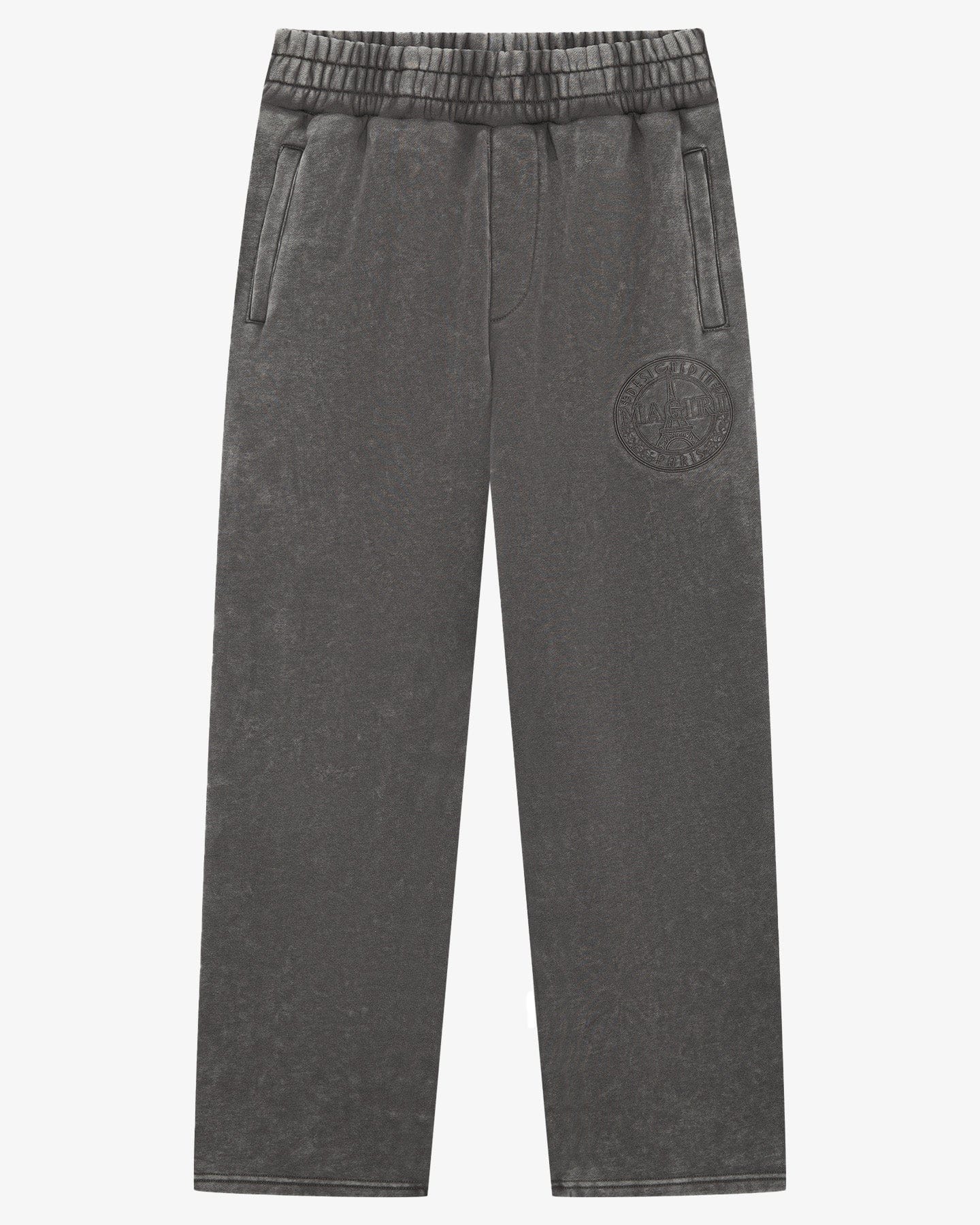 Magiri Embroidered Acid Wash Joggers 'Washed Grey' — Washed Grey — Size S — Front View