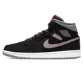 Air Jordan 1 Mid 'Black Particle Grey Gym Red' — UK 3 | EU 35.5 | US 3.5 — Front View