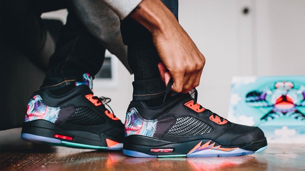 Air Jordan 5 Retro Low Black Crimson 'CNY' — UK 3 | EU 35.5 | US 3.5 — Top View