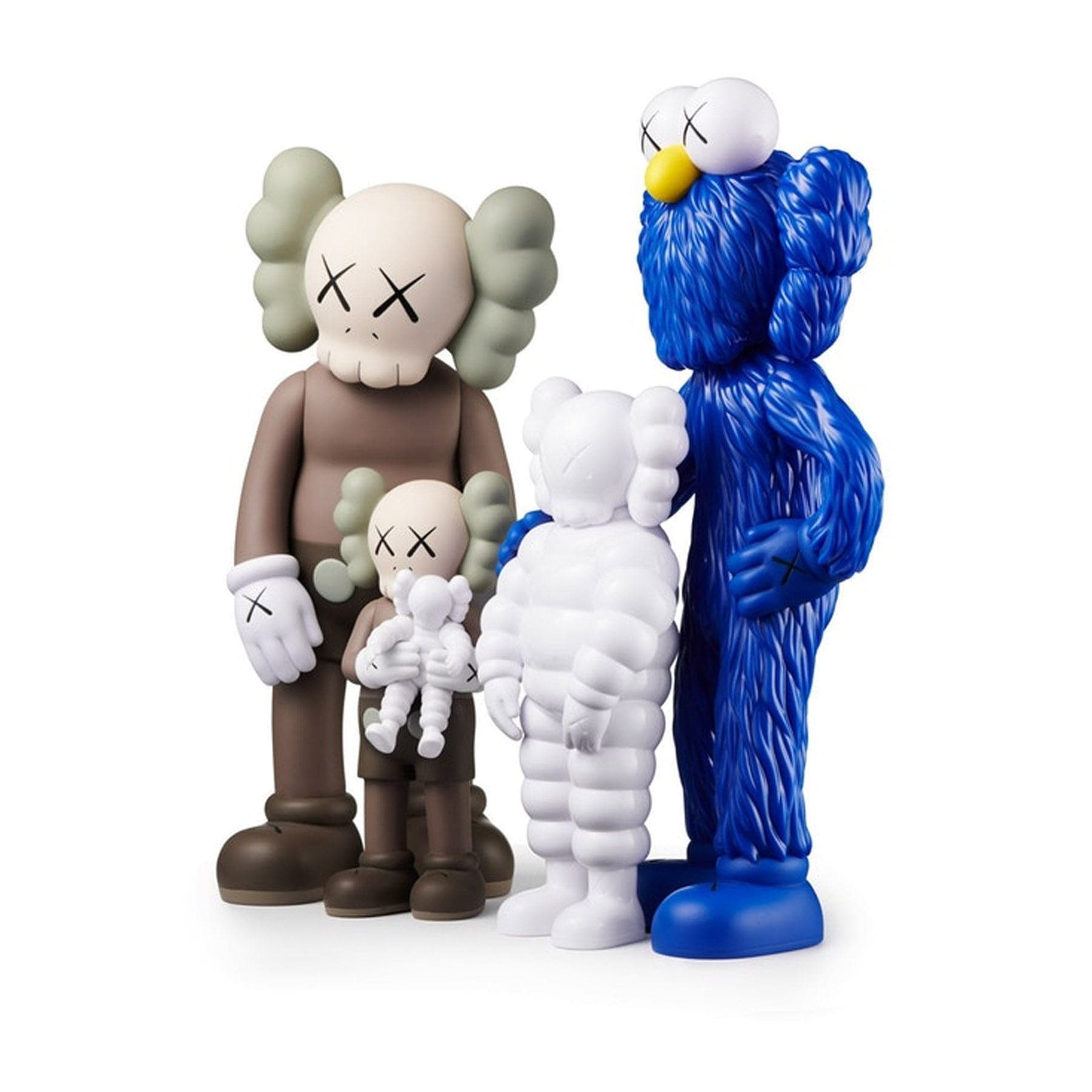 KAWS FAMILY Figures 'Brown/Blue/White' — Side View