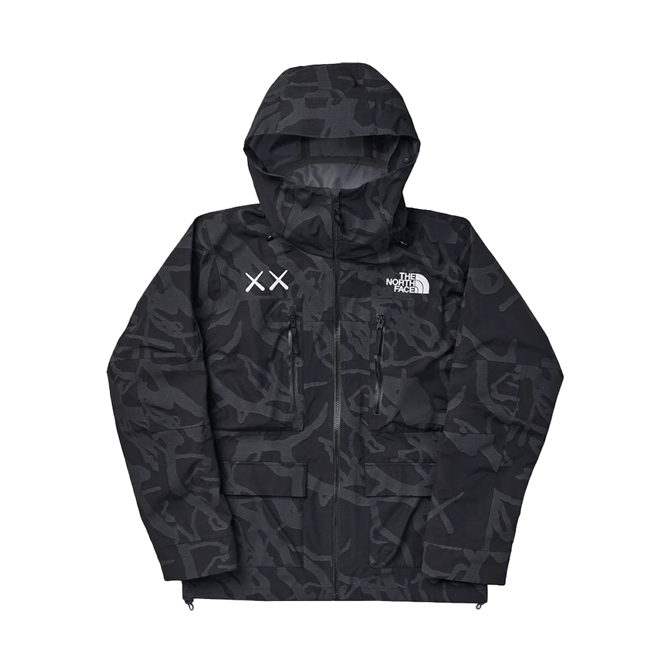 The North Face x KAWS Freeride Jacket 'Black Dragline Print' — XXS — Front View