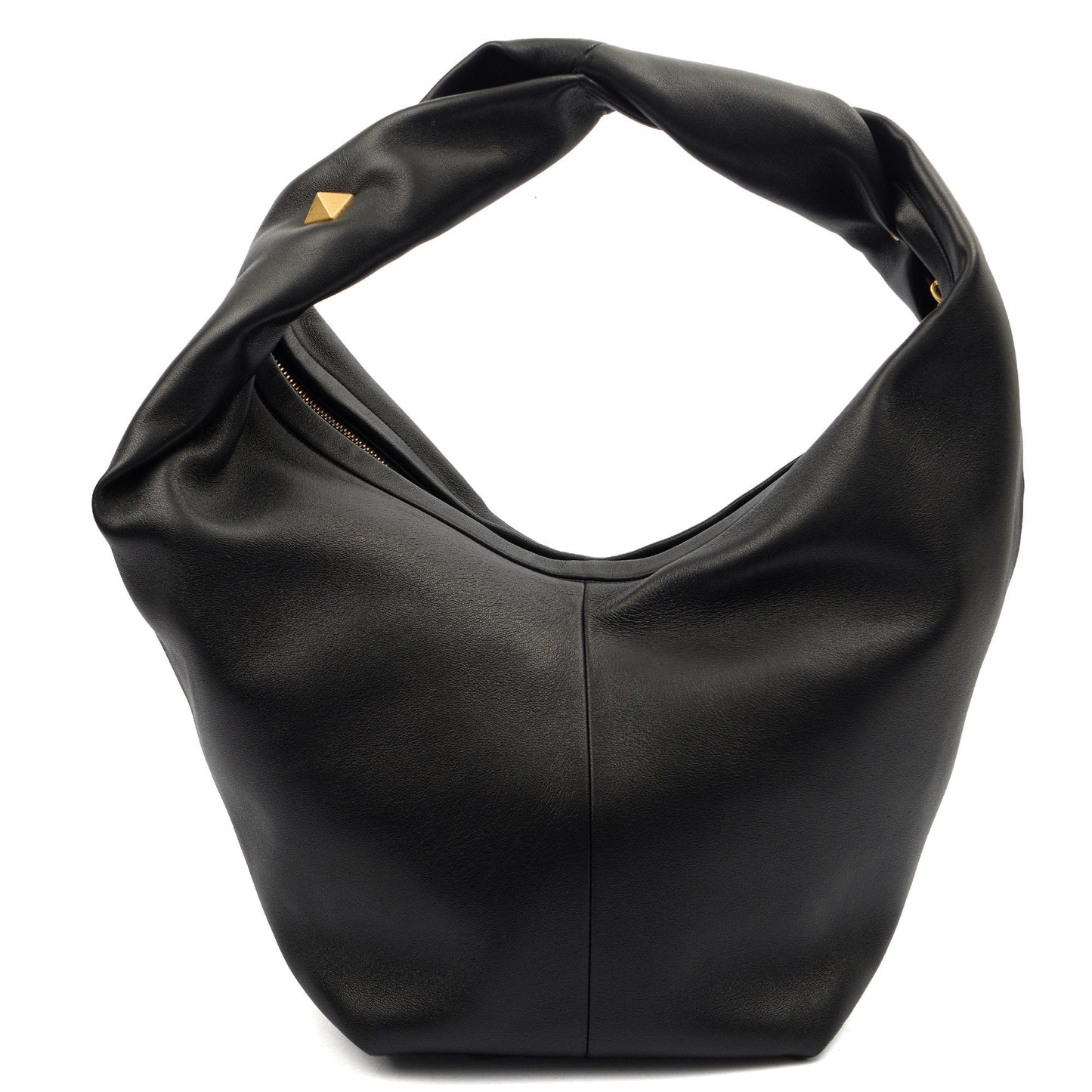 Valentino Tote Rockstud Hobo in Black, Calfskin — Back View