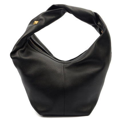 Valentino Tote Rockstud Hobo in Black, Calfskin — Back View