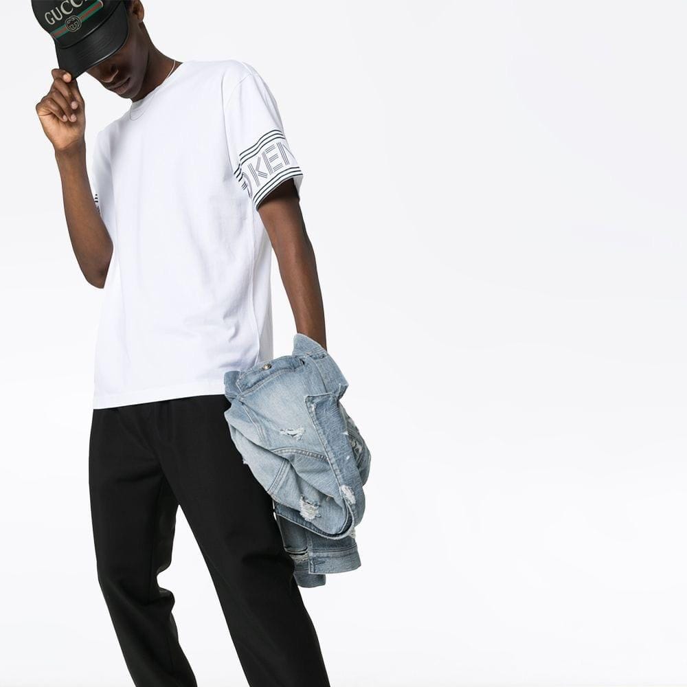 Kenzo Logo Trimmed T-Shirt "White" — XXS — Top View