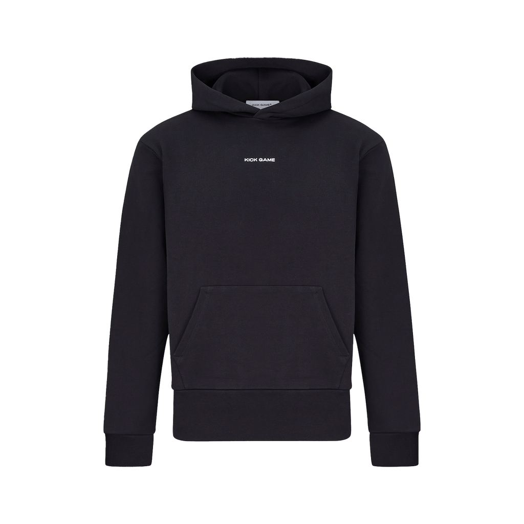 Kick Game Logo Hoodie 'Black' — XXS — Front View