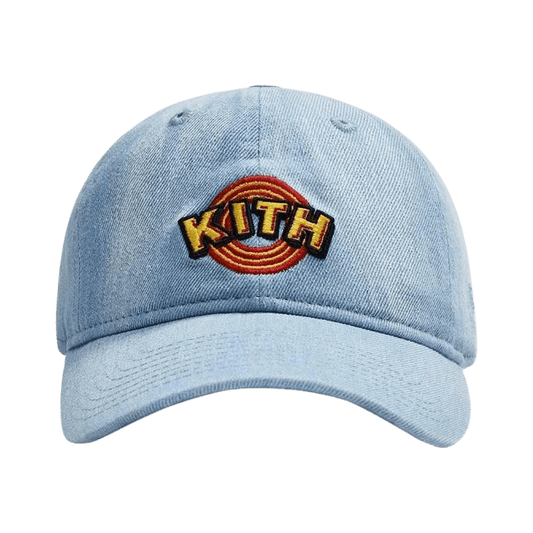 Kith x Looney Tunes x New Era 9Twenty Ring Denim Cap Blue — Front View
