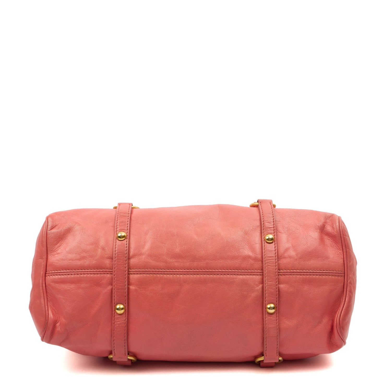 Miu Miu Shoulder Bag Vitello Lux Satchel in Pink, Leather — Top View