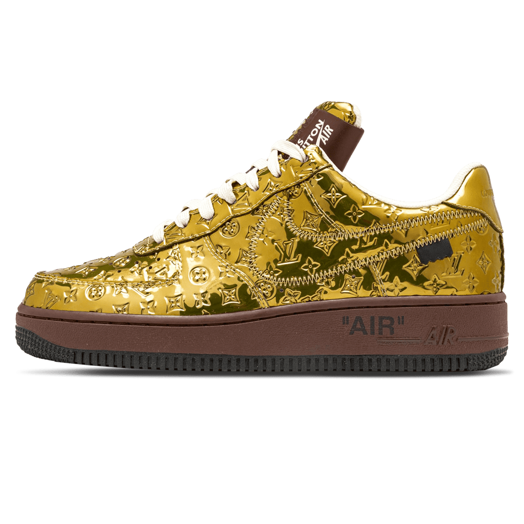 Louis Vuitton Nike Air Force 1 Low By Virgil Abloh Metallic Gold — UK 3 | EU 35.5 | US 3.5 — Front View