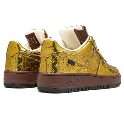 Louis Vuitton Nike Air Force 1 Low By Virgil Abloh Metallic Gold — UK 3 | EU 35.5 | US 3.5 — Detail View