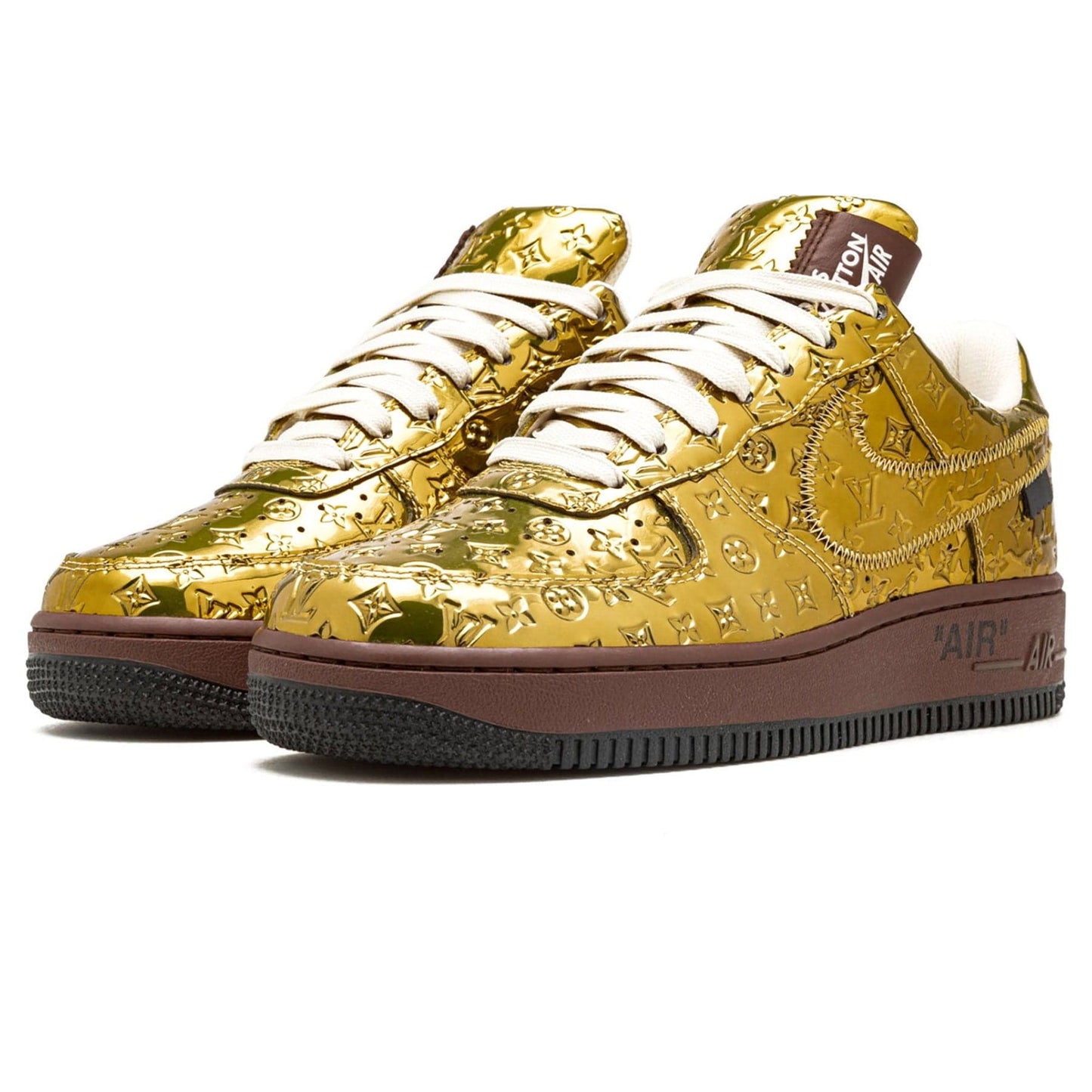 Louis Vuitton Nike Air Force 1 Low By Virgil Abloh Metallic Gold — UK 3 | EU 35.5 | US 3.5 — Side View