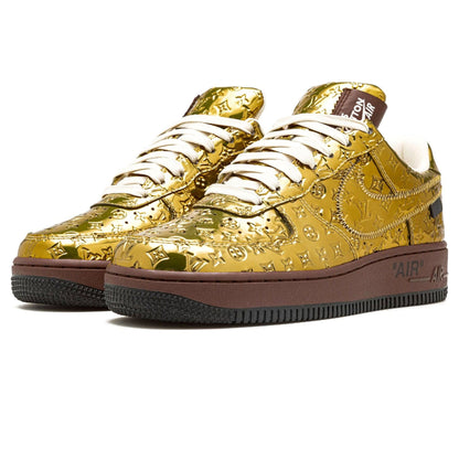 Louis Vuitton Nike Air Force 1 Low By Virgil Abloh Metallic Gold — UK 3 | EU 35.5 | US 3.5 — Side View