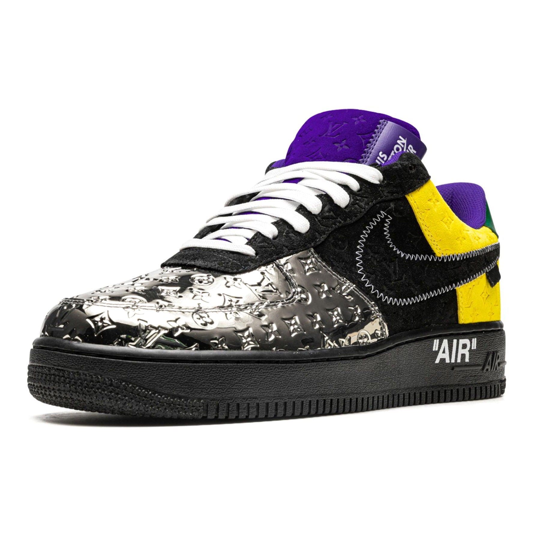 Louis Vuitton Nike Air Force 1 Low By Virgil Abloh Black Metallic Silver — UK 3 | EU 35.5 | US 3.5 — Side View