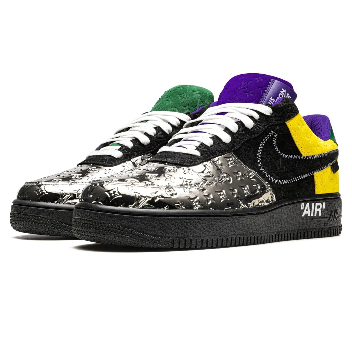 Louis Vuitton Nike Air Force 1 Low By Virgil Abloh Black Metallic Silver — UK 3 | EU 35.5 | US 3.5 — Back View