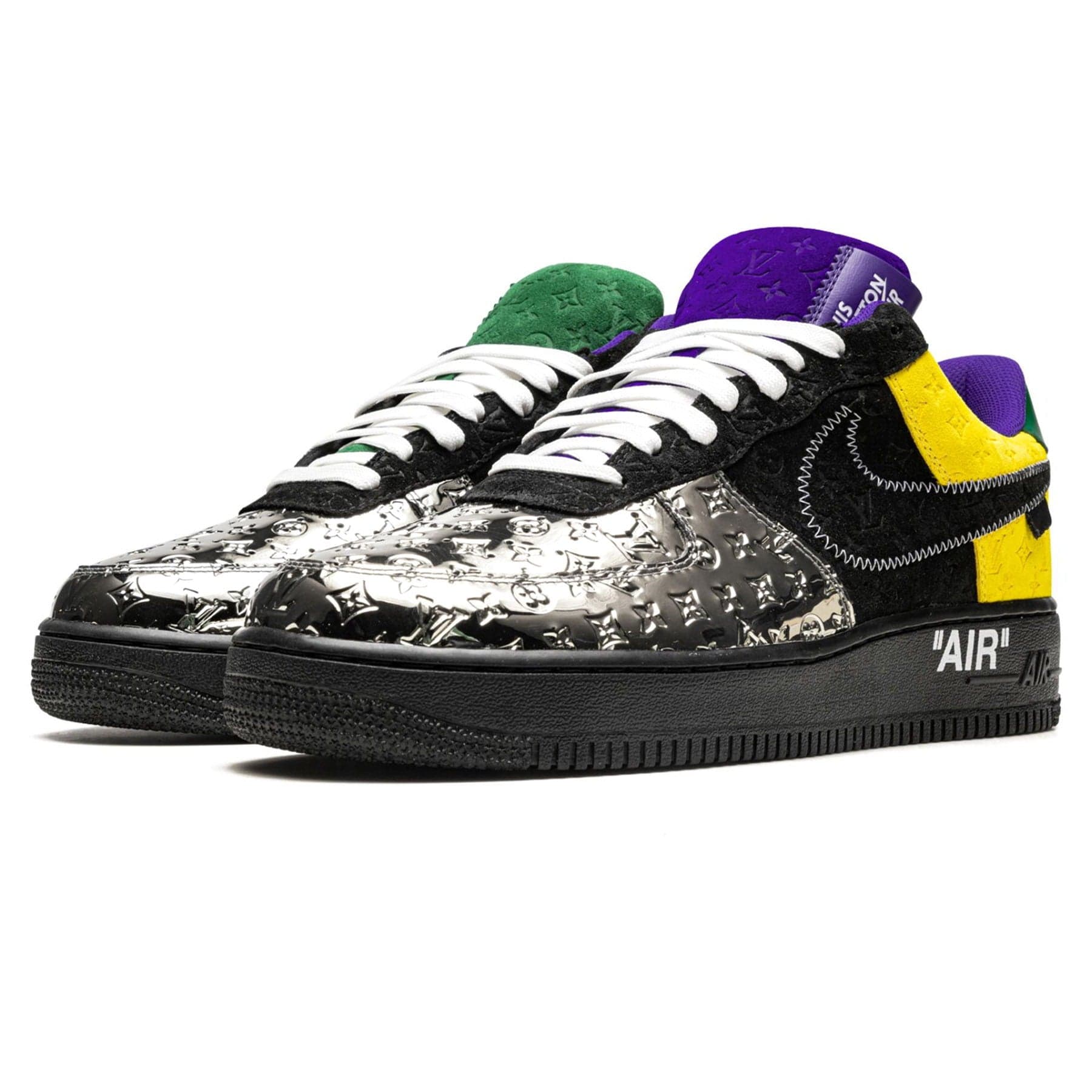 Louis Vuitton Nike Air Force 1 Low By Virgil Abloh Black Metallic Silver — UK 3 | EU 35.5 | US 3.5 — Back View