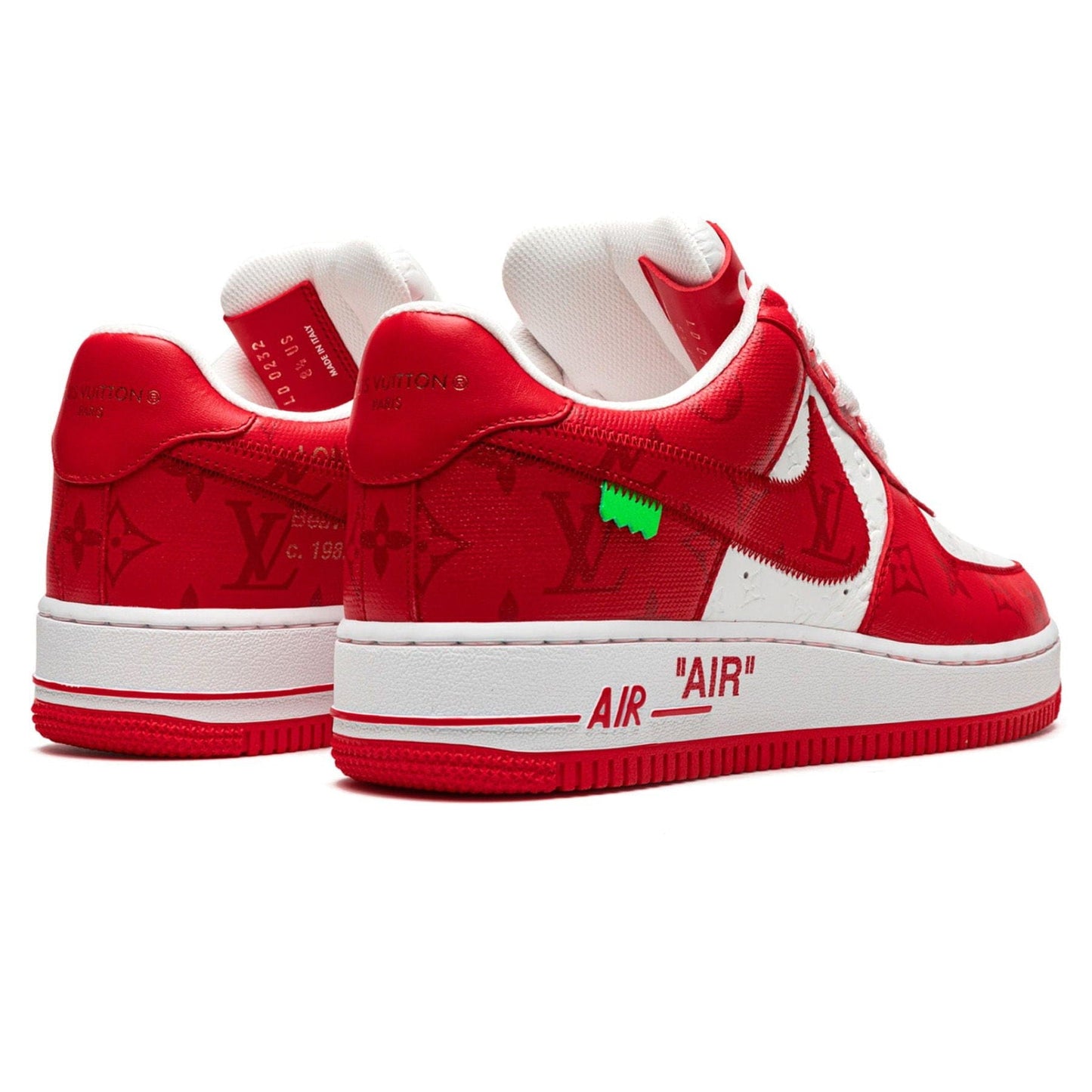 Louis Vuitton Nike Air Force 1 Low By Virgil Abloh White Comet Red — UK 1 — Back View