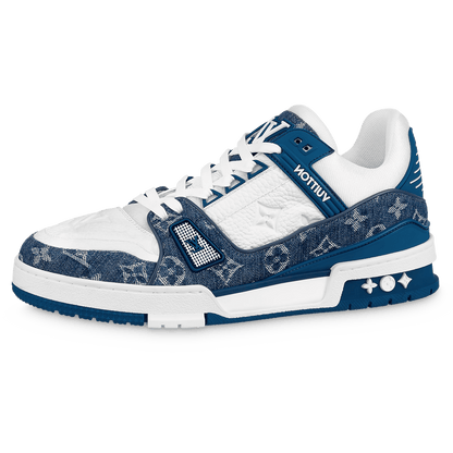 Louis Vuitton Trainer Low 'Monogram Denim' Blue — UK 1 — Front View