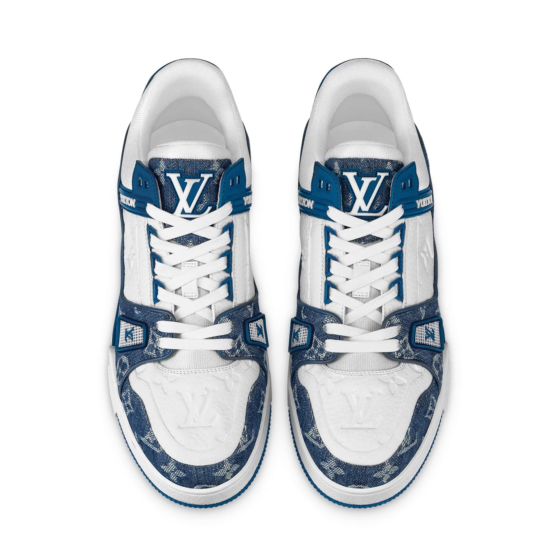 Louis Vuitton Trainer Low 'Monogram Denim' Blue — UK 1 — Side View