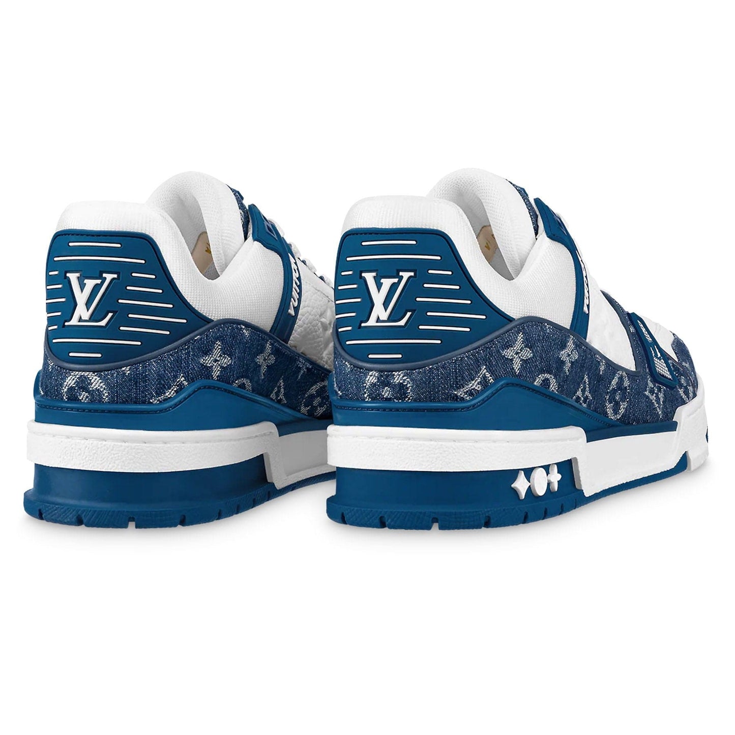 Louis Vuitton Trainer Low 'Monogram Denim' Blue — UK 1 — Back View