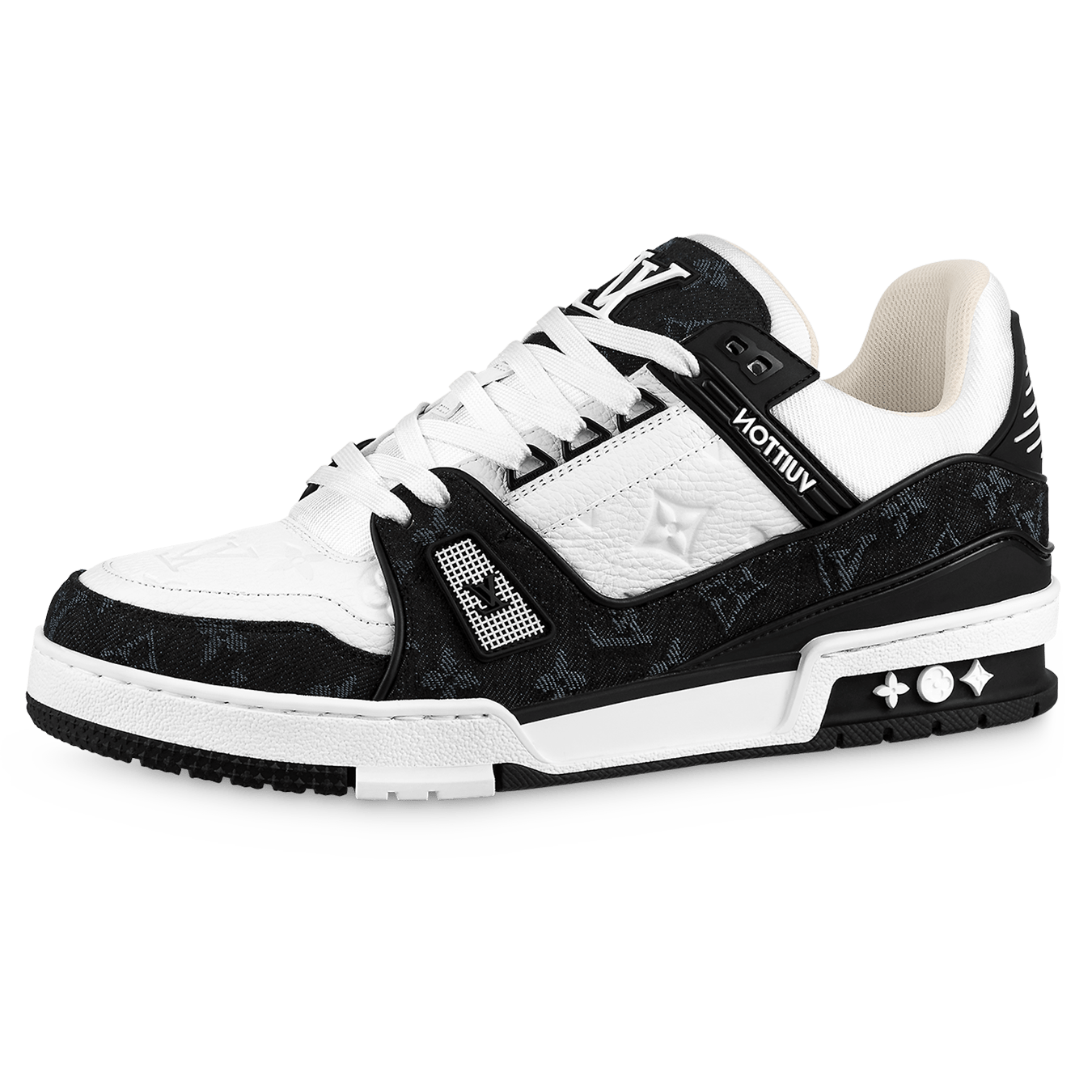 Louis Vuitton LV Trainer White Black White — UK 1 — Front View