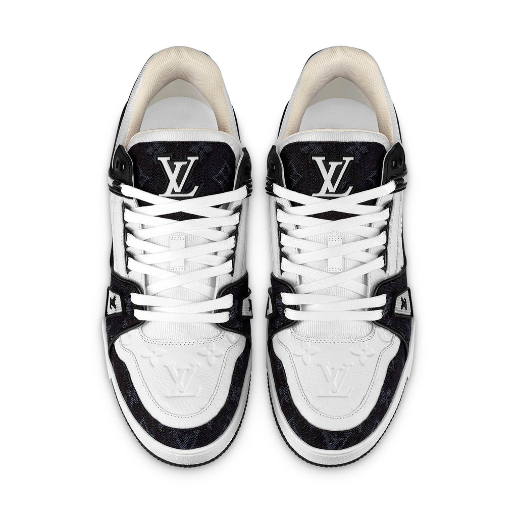 Louis Vuitton LV Trainer White Black White — UK 1 — Back View