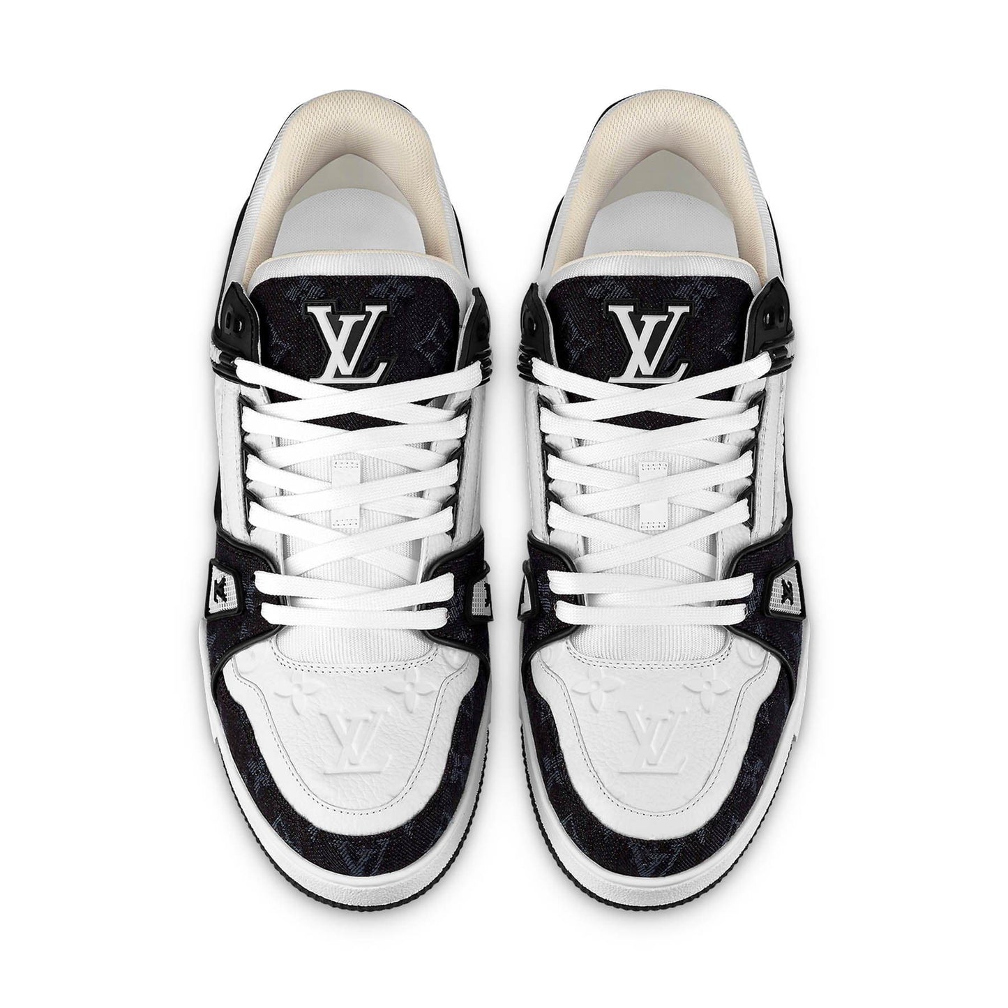 Louis Vuitton LV Trainer White Black White — UK 1 — Back View